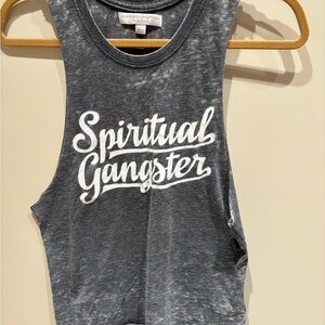Spiritual Gangster Gray muscle Tank Top XS yoga